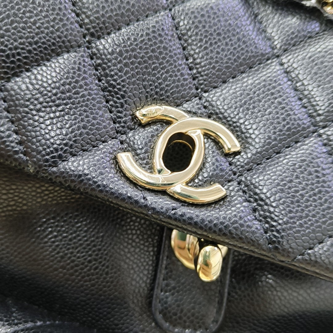 DUMA Small Quilted Grained Calfskin Black