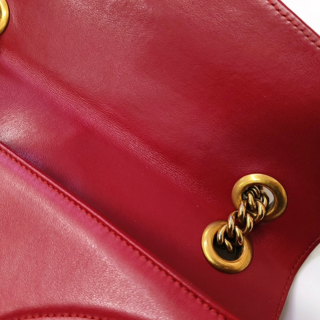 GG Marmont Medium Quilted Calfskin Red