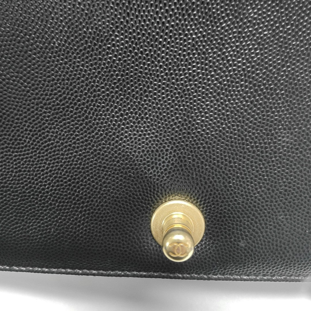 BOY CHANEL Medium Quilted Grained Calfskin Black