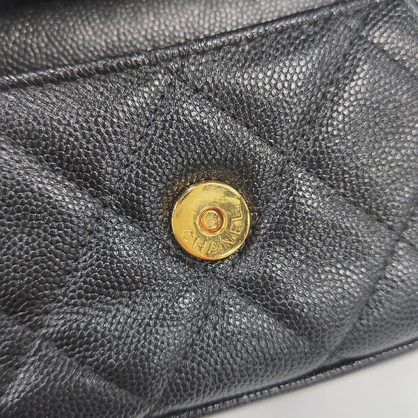 Quilted Grained Calfskin Shoulder Bag Black
