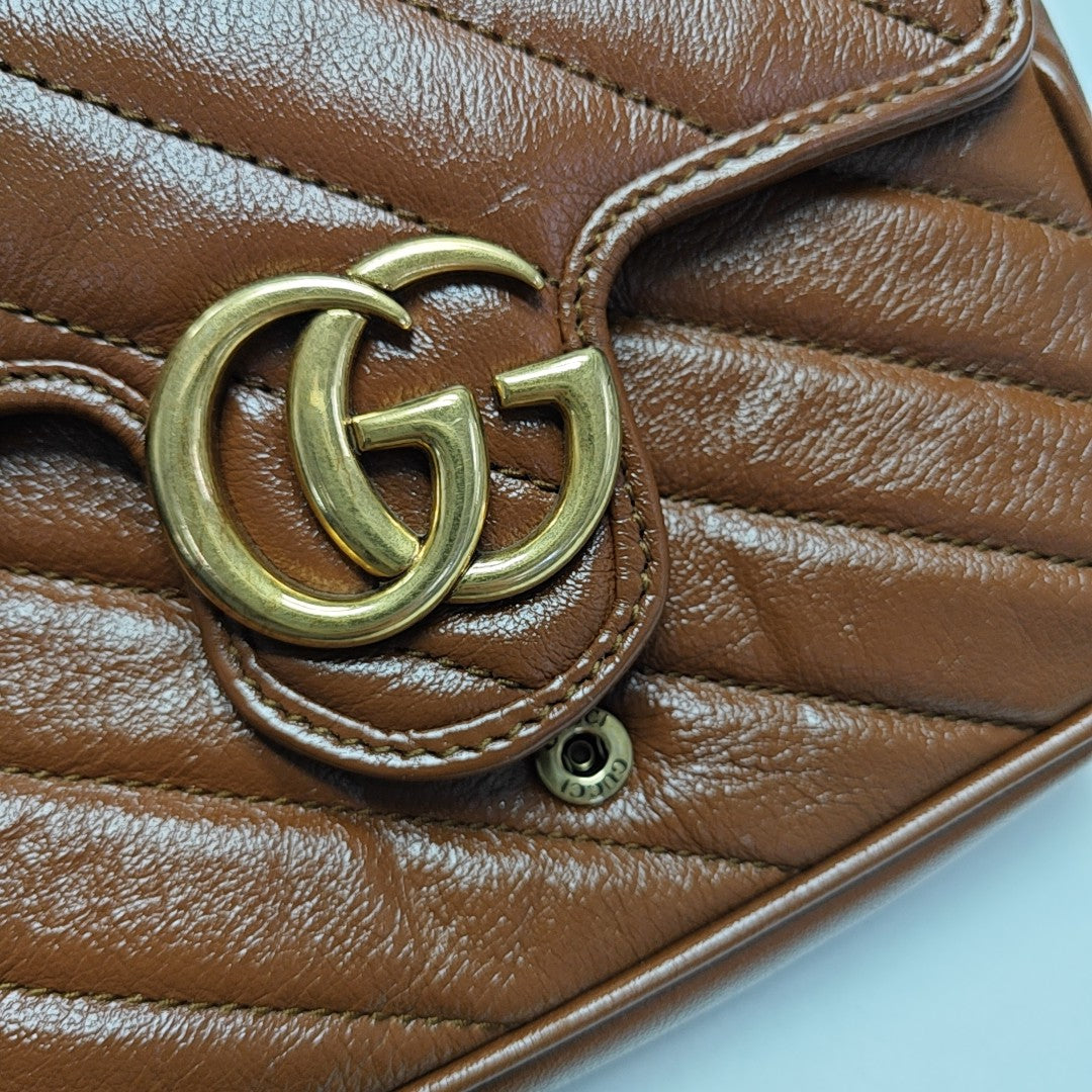 GG Marmont Mini Quilted Calfskin Brown
