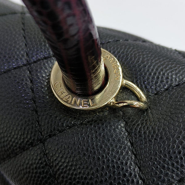 COCO HANDLE Small Quilted Grained Calfskin Black
