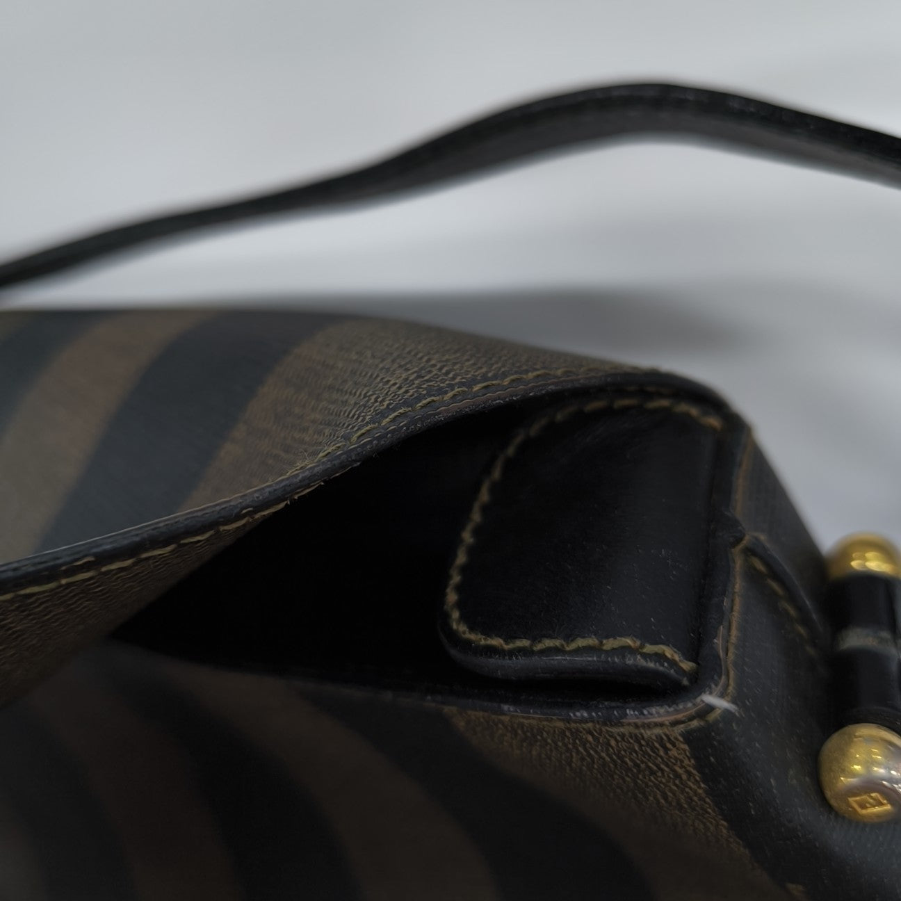 Coated Canvas Shoulder Bag Brown
