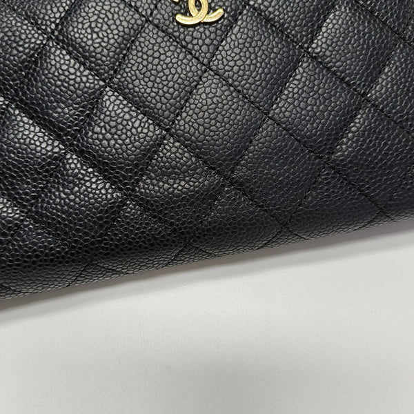 Quilted Grained Calfskin Wallet Black