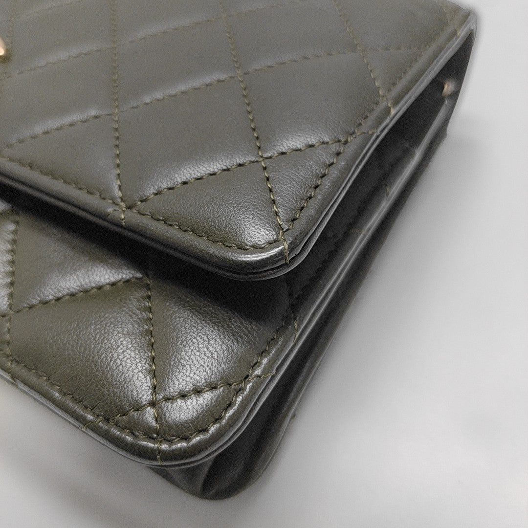 WOC Quilted Lambskin Green