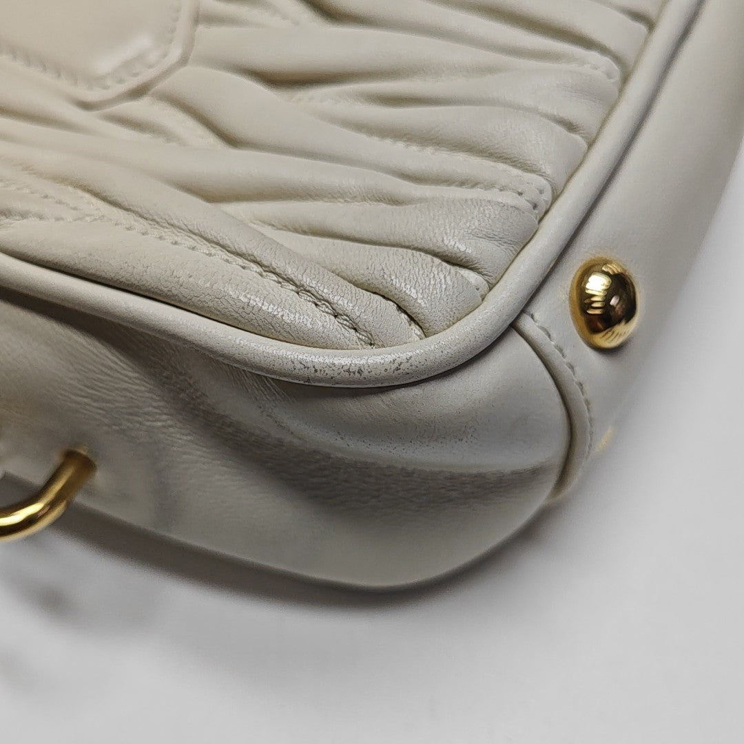 Arcadie Matelassé Mini Quilted Lambskin White