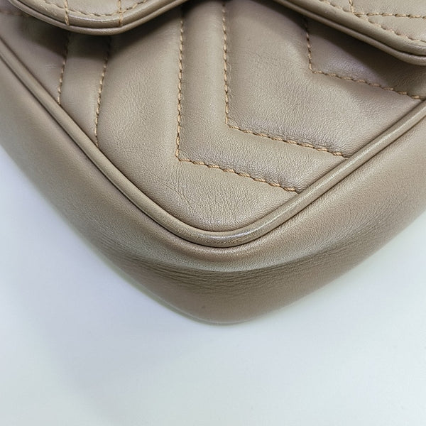 GG Marmont Mini Quilted Calfskin Beige