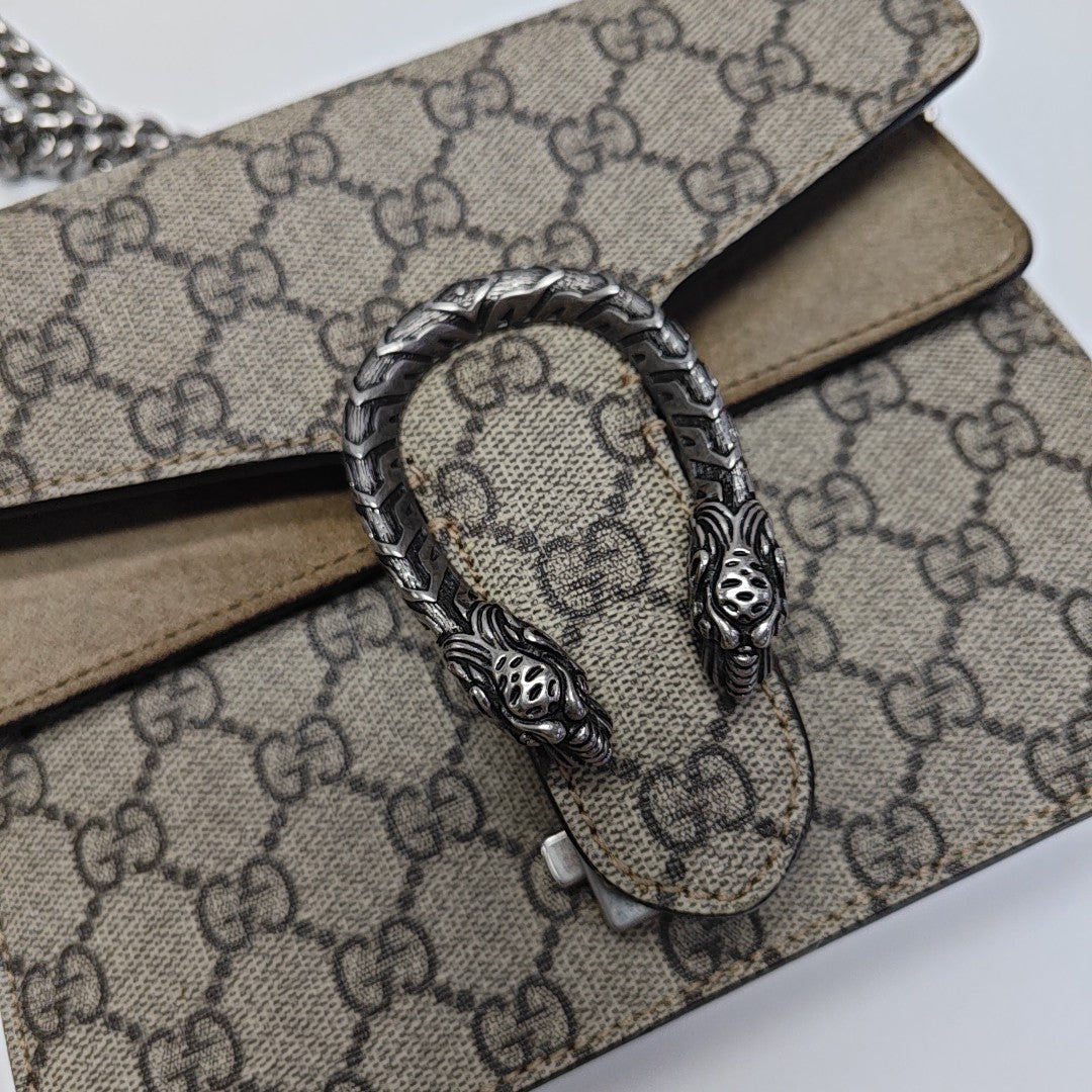 Dionysus Mini Monogram Coated Canvas Beige