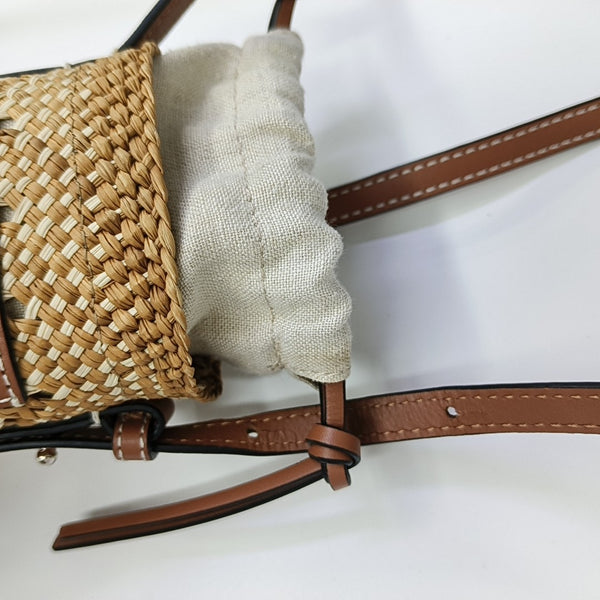 Straw Bucket Bag Brown