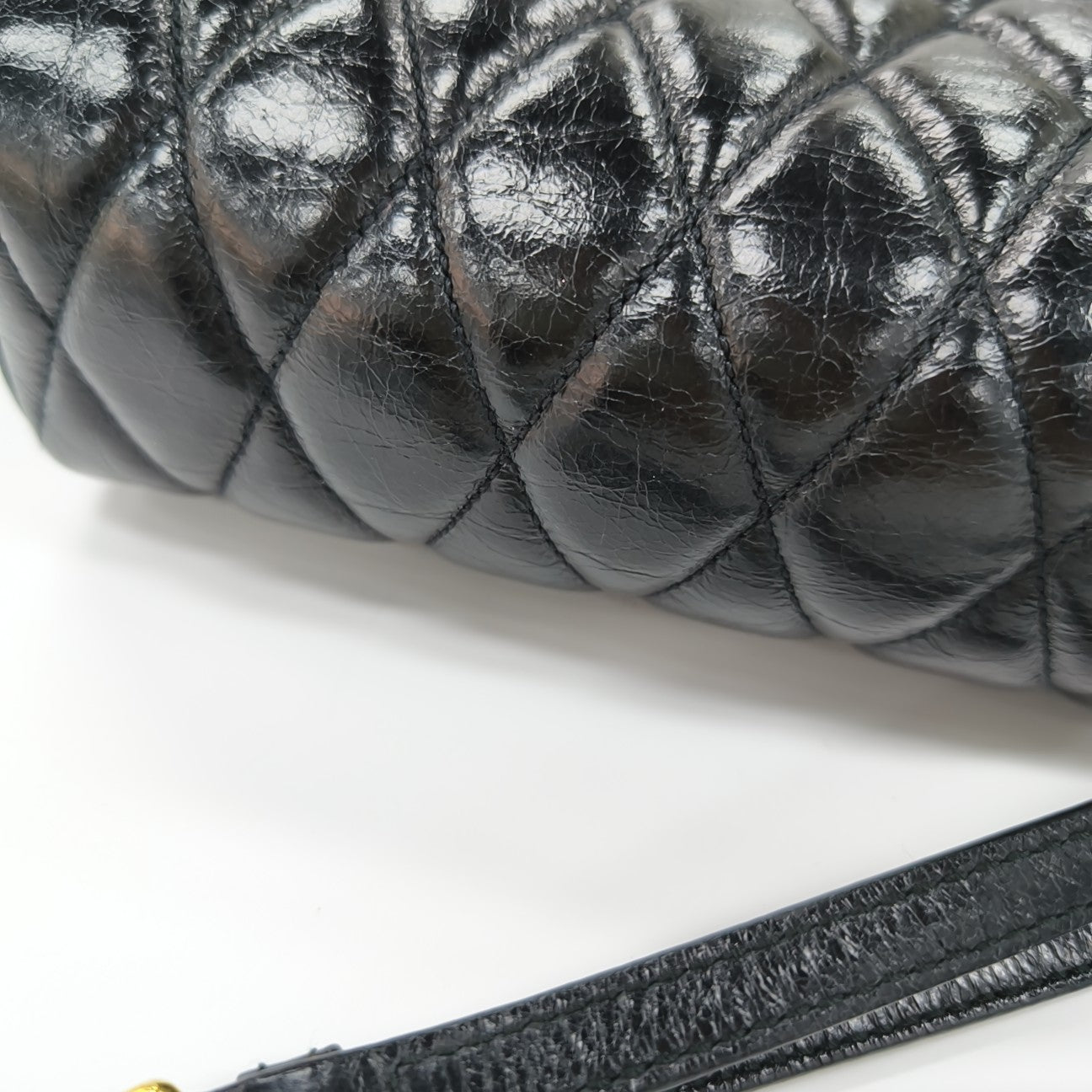 Quilted Lambskin Shoulder Bag Black