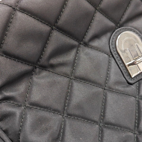 Quilted Nylon Shoulder Bag Black