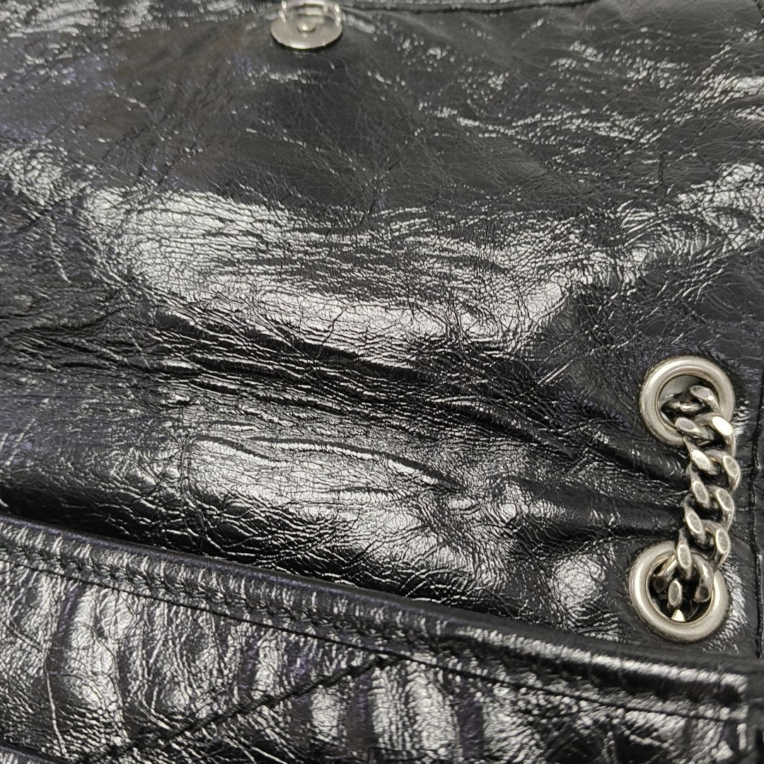 NIKI Small Chevron Calfskin Black