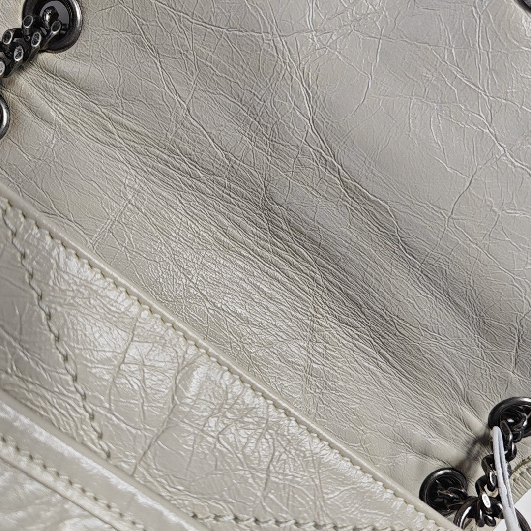 NIKI Small Chevron Calfskin White