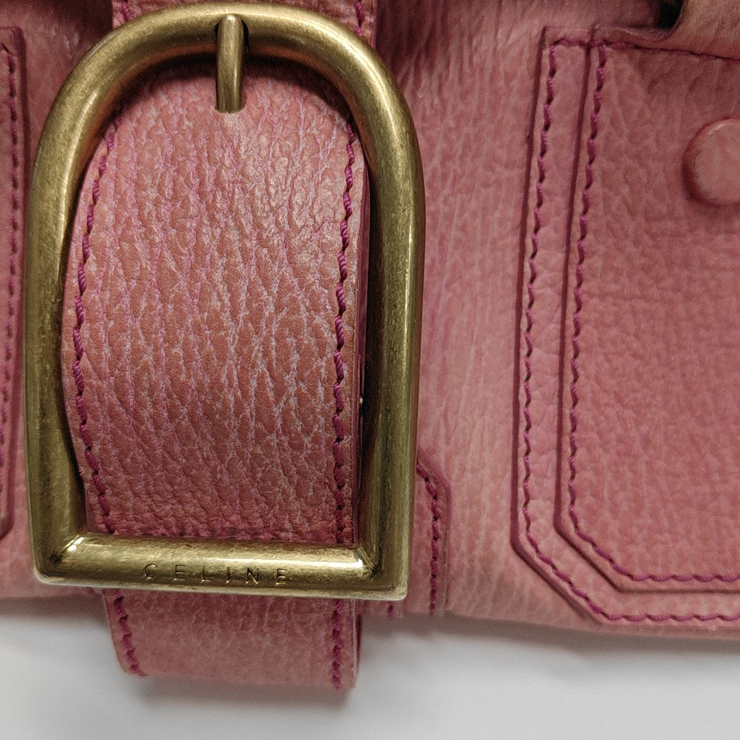 Leather Top Handle Bag Pink