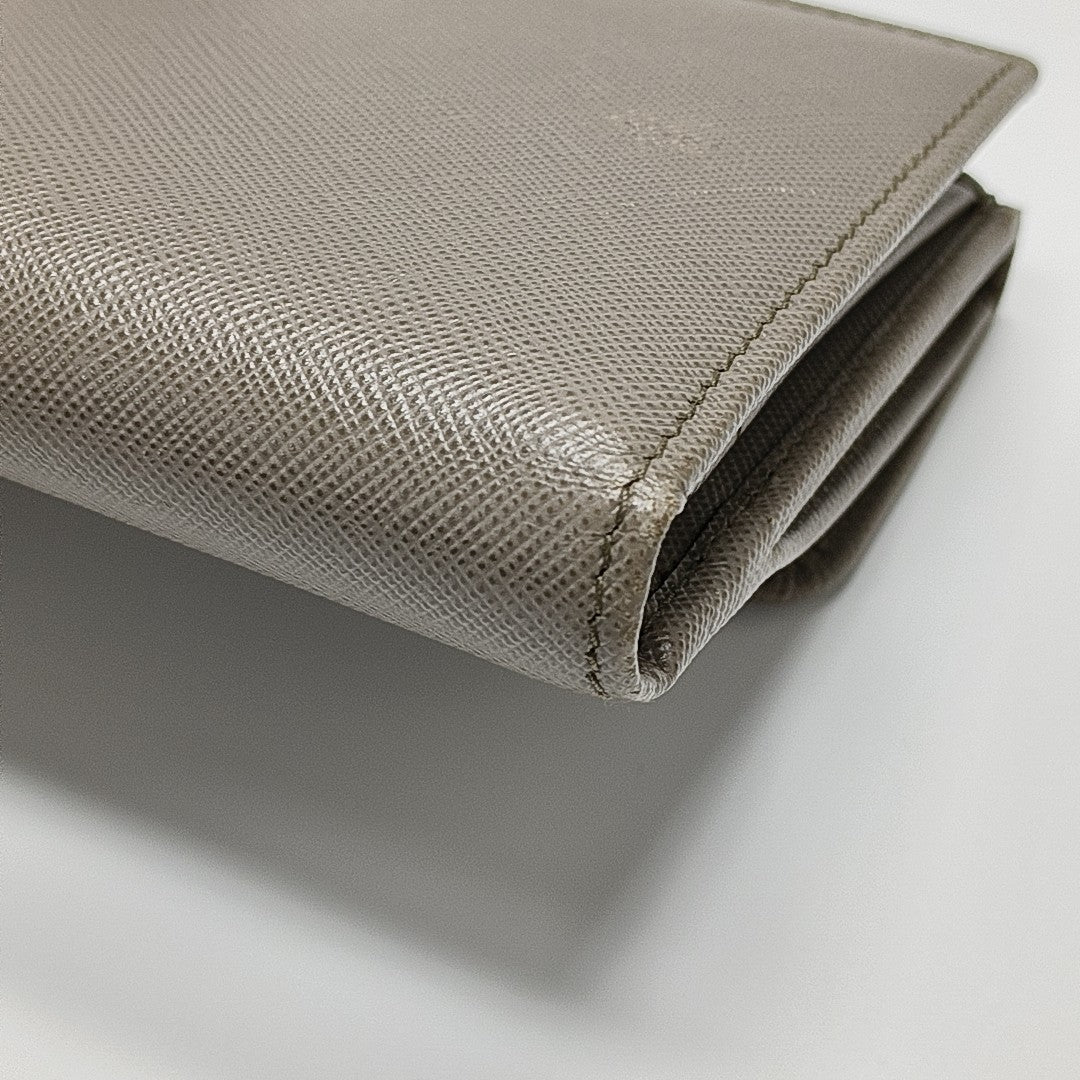 Fold Wallet Saffiano Calfskin Gray Wallet