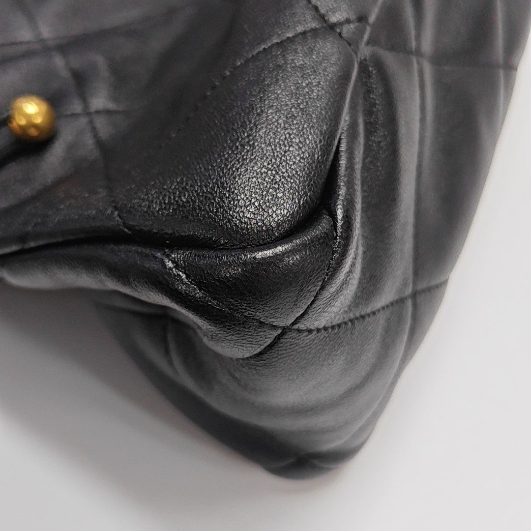 Quilted Lambskin Tote Bag Black