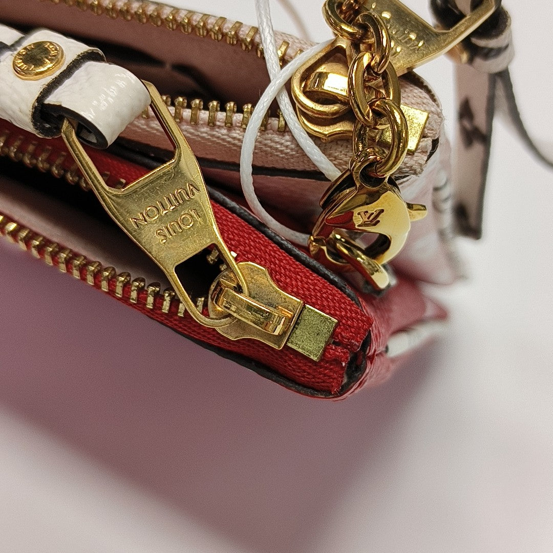 DOUBLE ZIP Monogram Coated Canvas Red