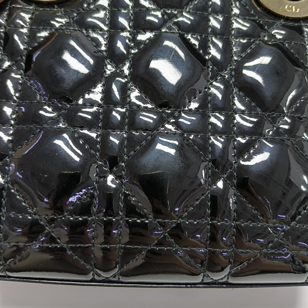 Lady Dior Mini Quilted Patent Leather Black