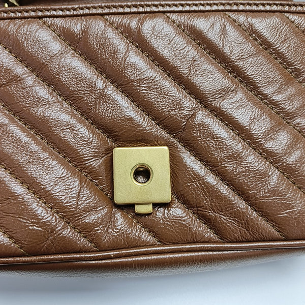 GG Marmont Small Quilted Calfskin Brown
