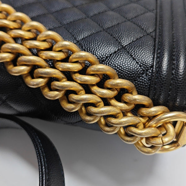 BOY CHANEL Small Quilted Grained Calfskin Black