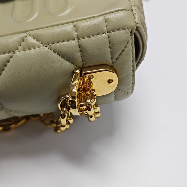 Dior Caro Medium Cannage Calfskin Green