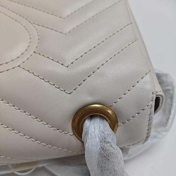 GG Marmont Small Quilted Calfskin White