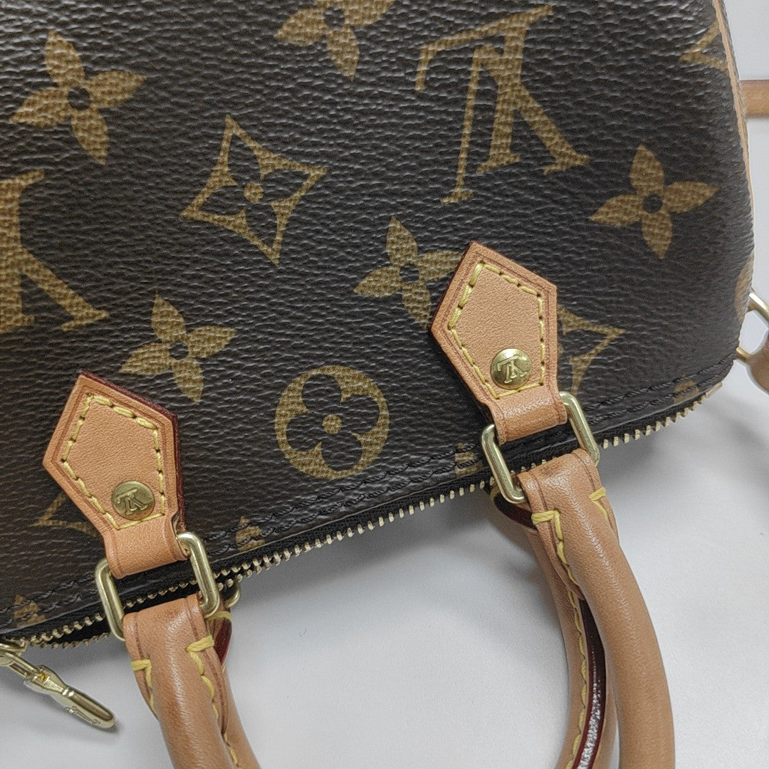 SPEEDY Nano Monogram Coated Canvas Brown