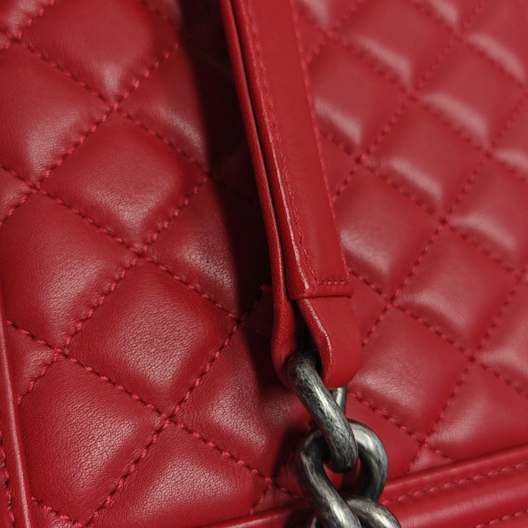 BOY CHANEL Large Quilted Calfskin Red