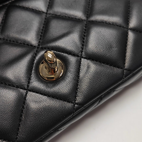 Quilted Lambskin Shoulder Bag Black