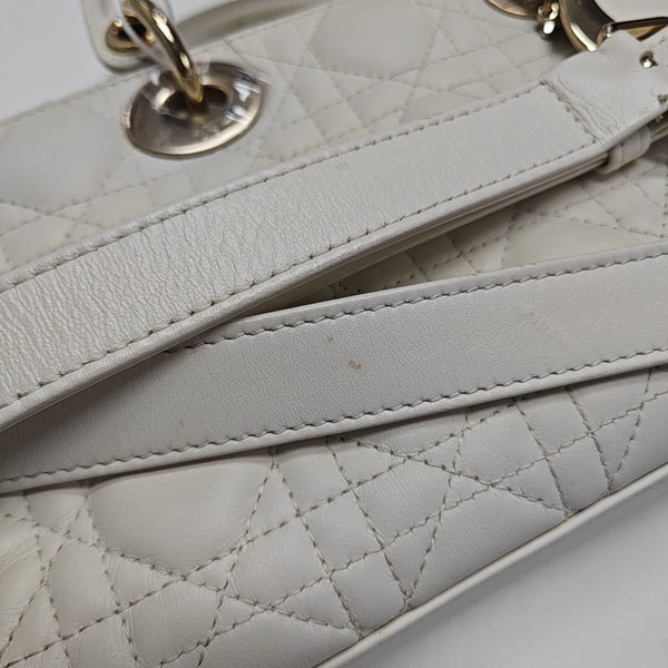 Lady D-Joy Medium Cannage Lambskin White