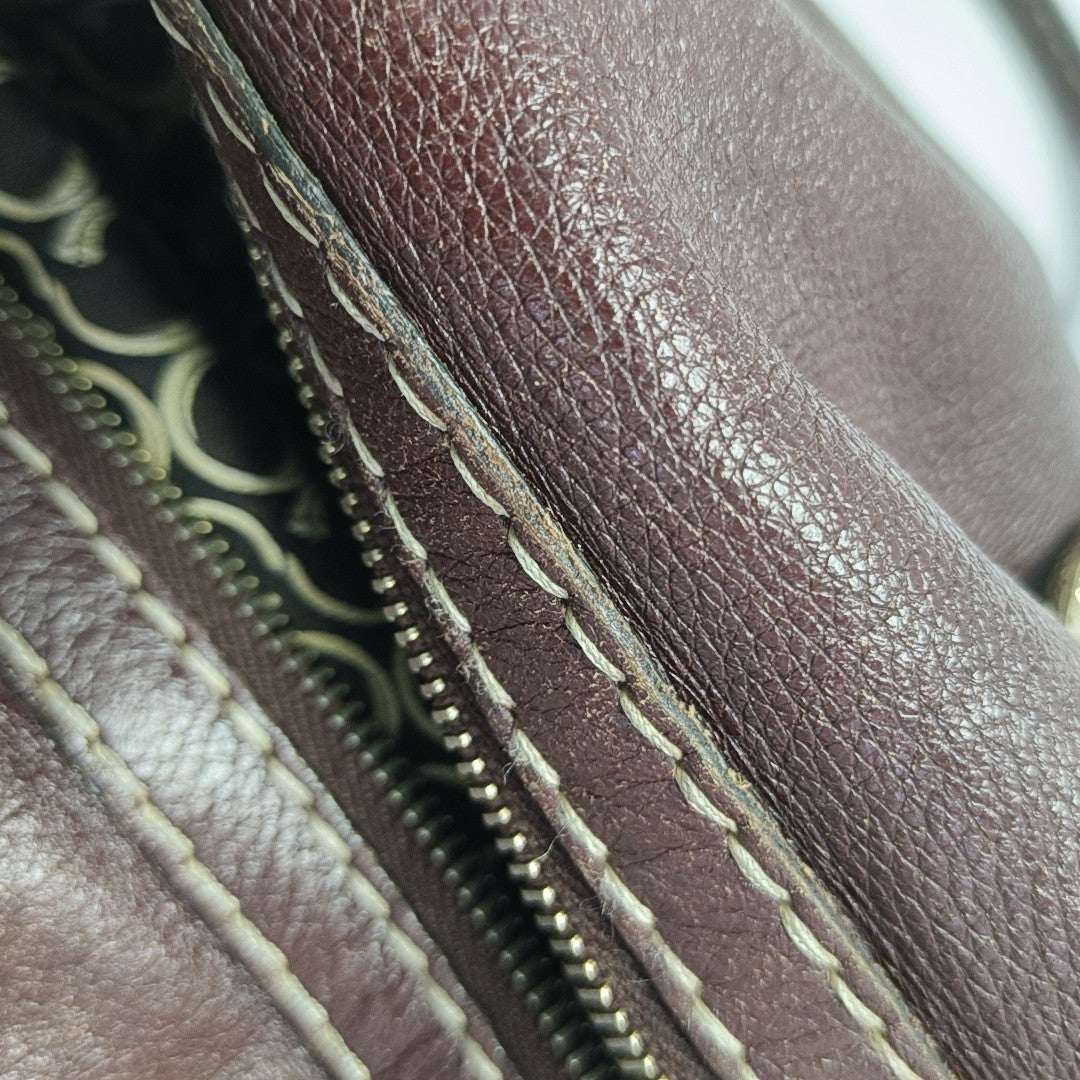 Calfskin Top Handle Bag Brown