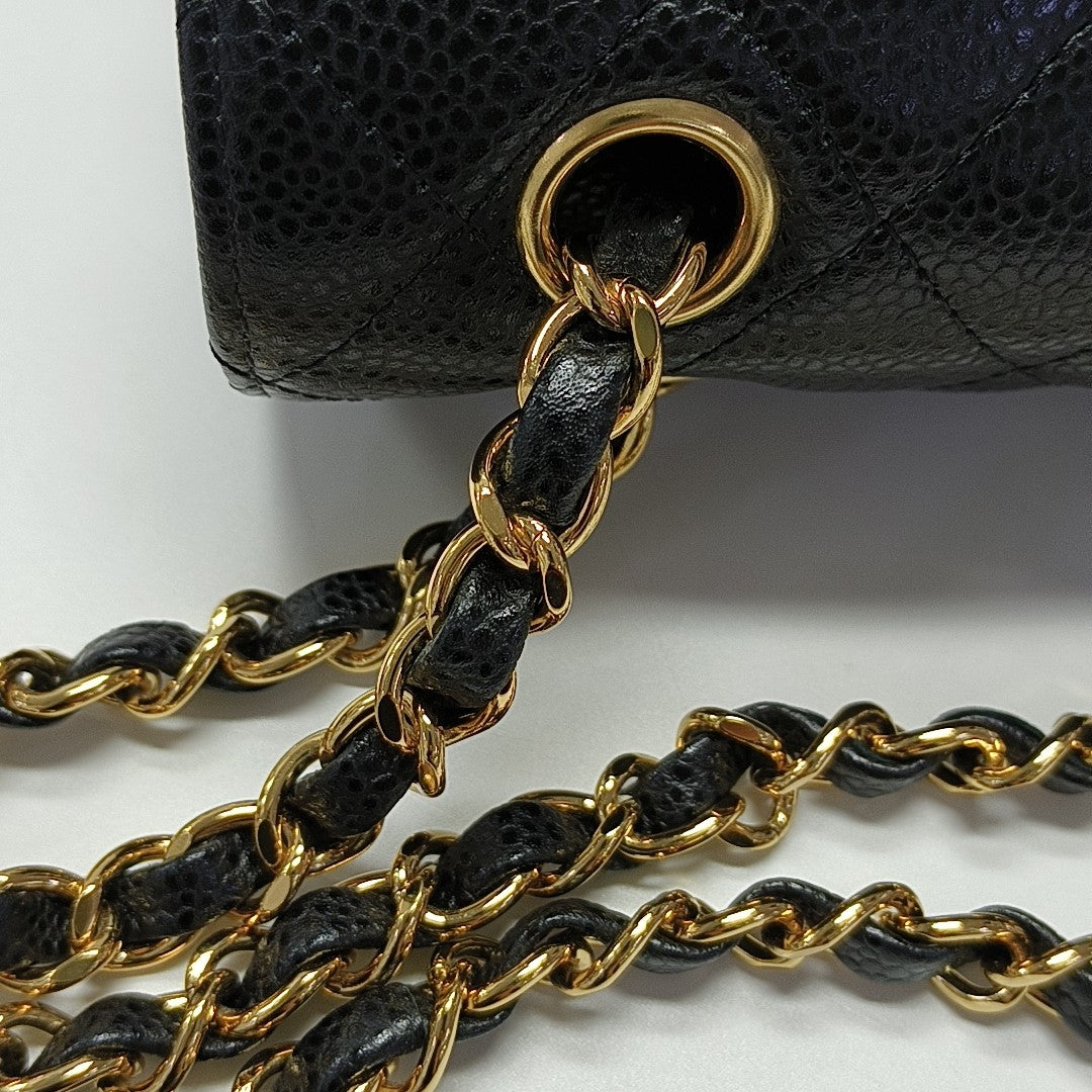 CLASSIC FLAP Small Quilted Grained Calfskin Black