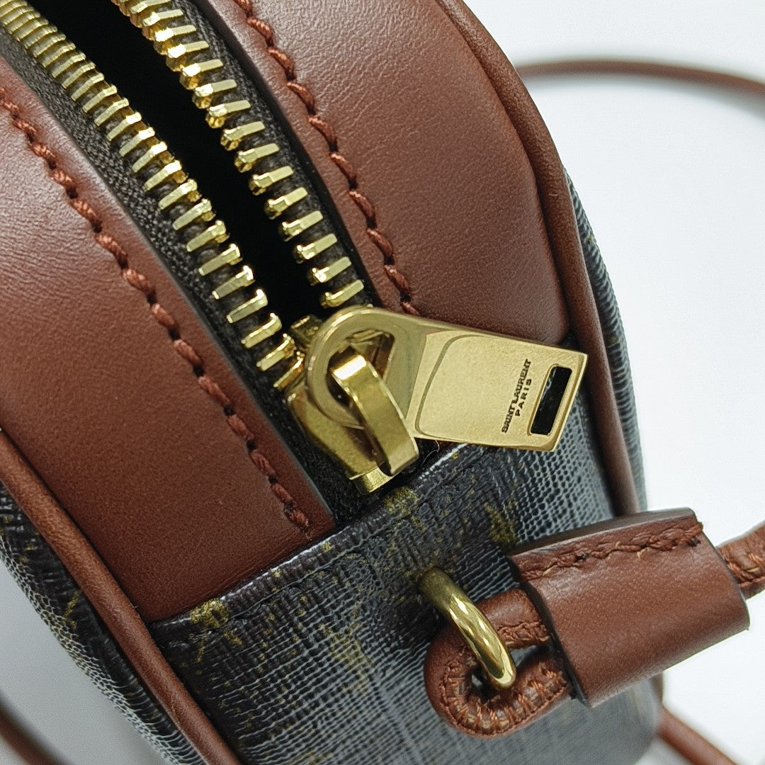 Coated Canvas Shoulder Bag Brown