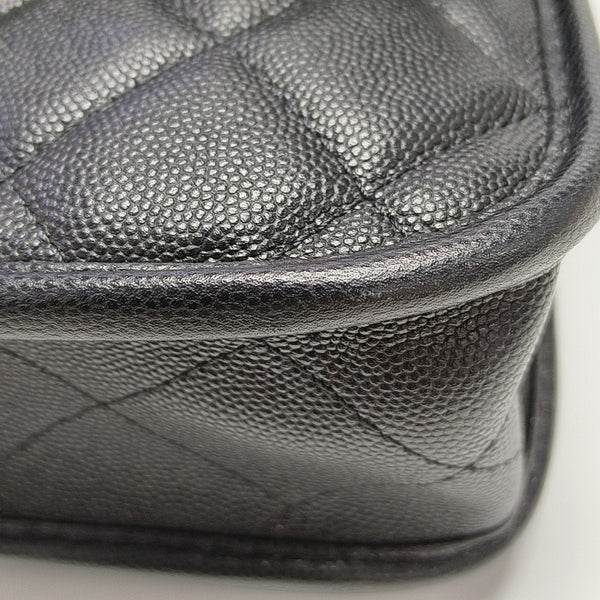 Quilted Grained Calfskin Backpack Black