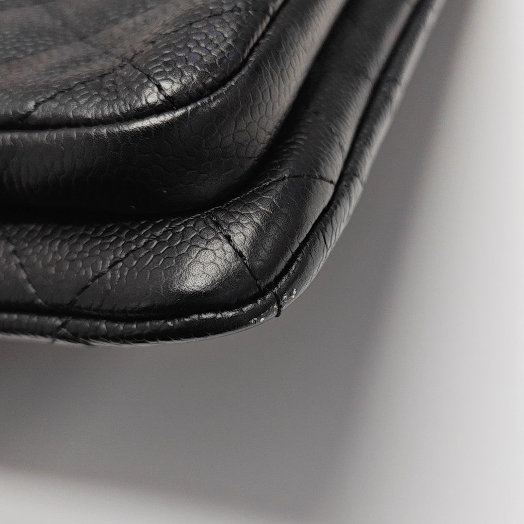 Quilted Grained Calfskin Clutch Black