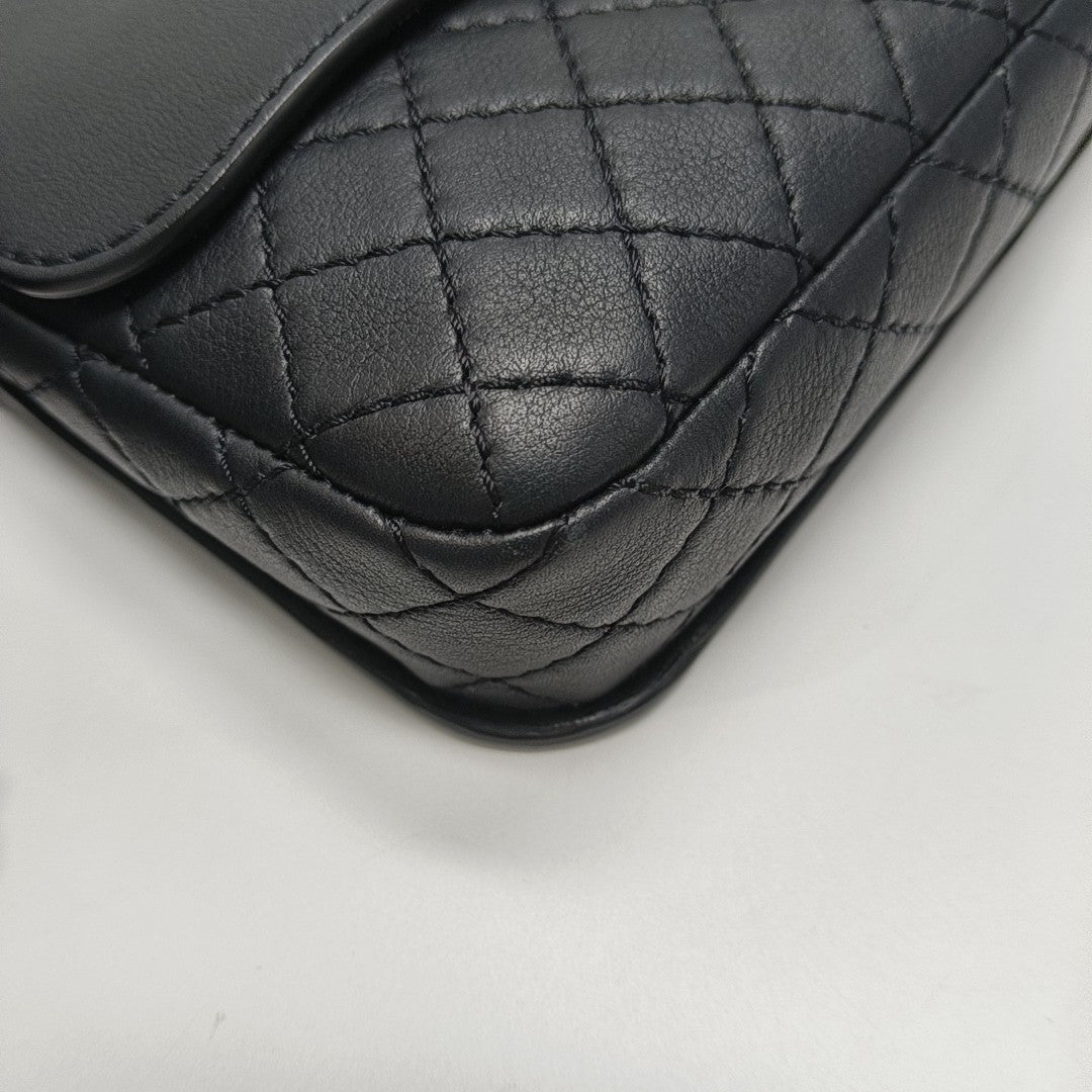 Quilted Leather Belt Bag Black