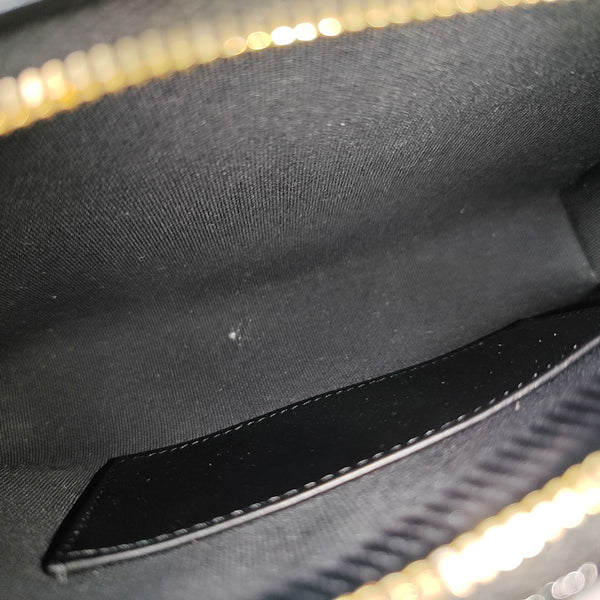 Quilted Patent Leather Shoulder Bag Black