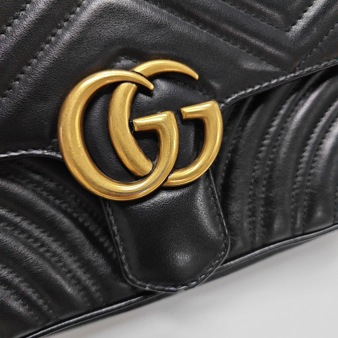 GG Marmont Small Quilted Calfskin Black