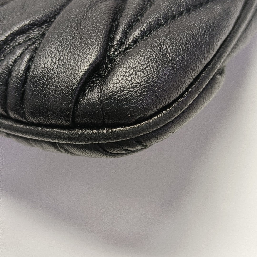 Quilted Lambskin Top Handle Bag Black