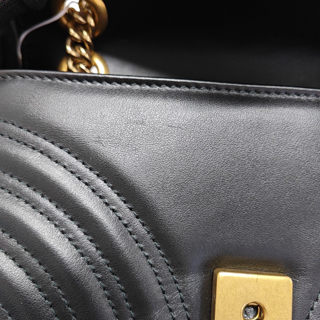 GG Marmont Small Quilted Calfskin Black