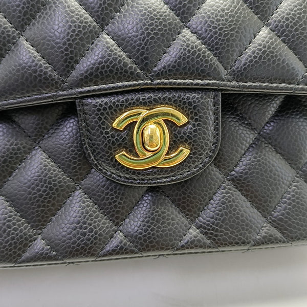 CLASSIC FLAP Small Quilted Grained Calfskin Black