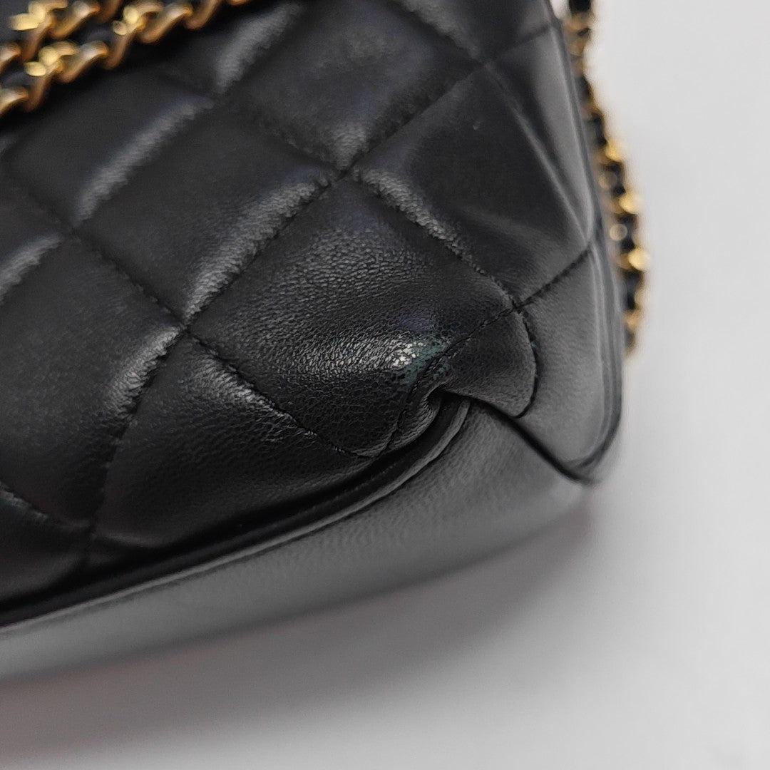 Quilted Lambskin Shoulder Bag Black
