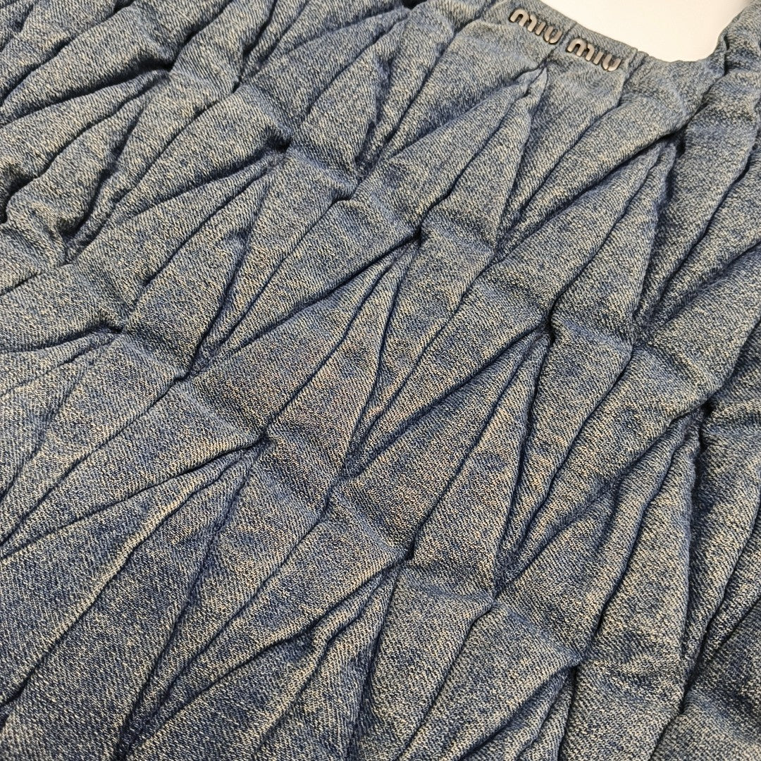 Quilted Denim Tote Bag Blue