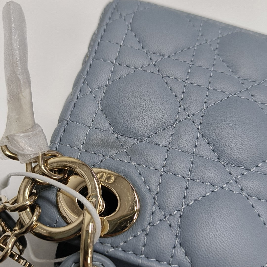 Authenticated pre-owned  Lady Dior Super Mini Cannage Lambskin Blue - Tote Bag at Looply
