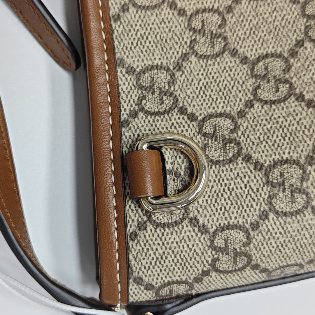 GG Emblem Monogram Coated Canvas Beige