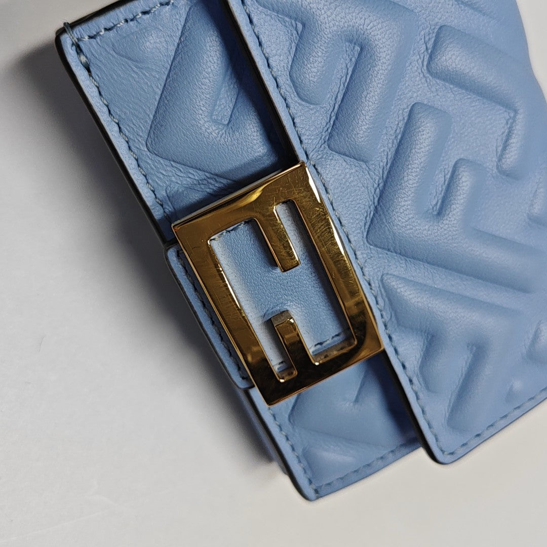 Trifold Large Lambskin Blue Card Holder