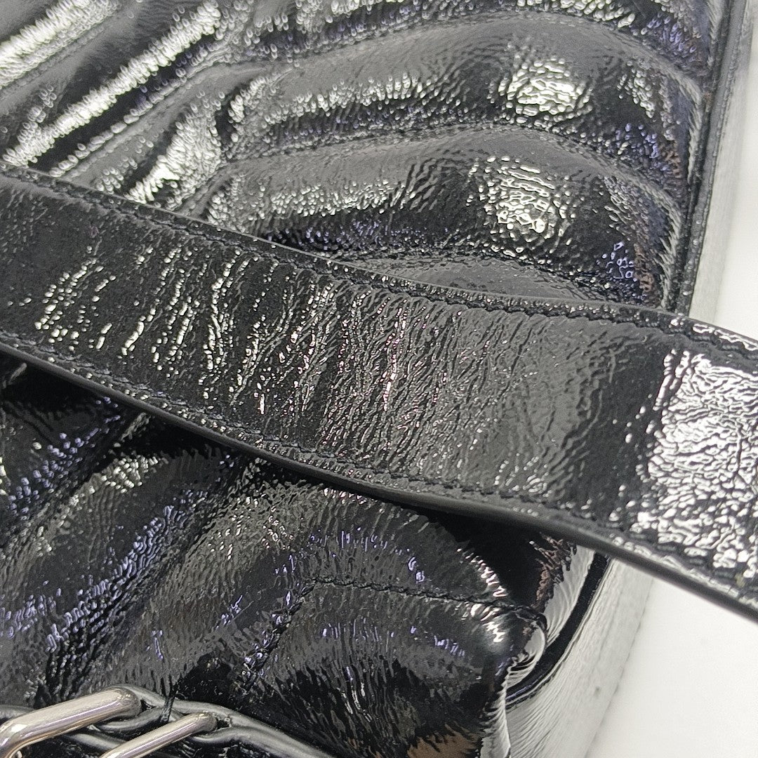 LOULOU Small Chevron Calfskin Black
