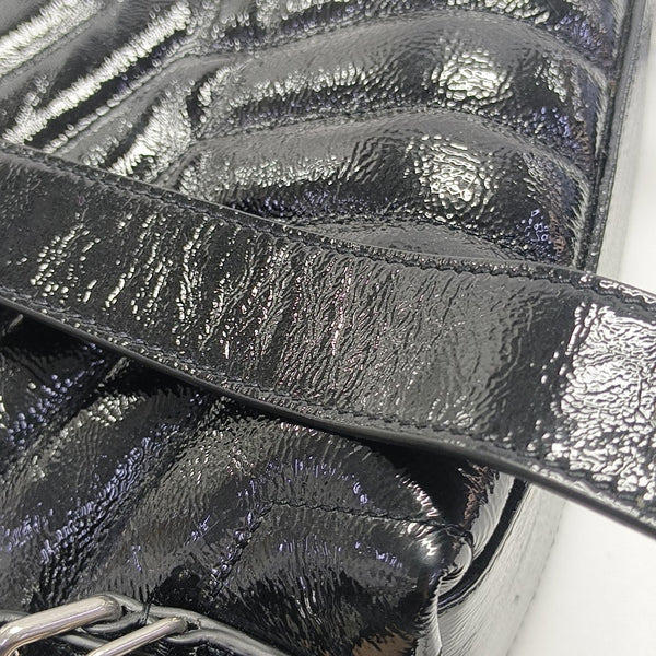 LOULOU Small Chevron Calfskin Black