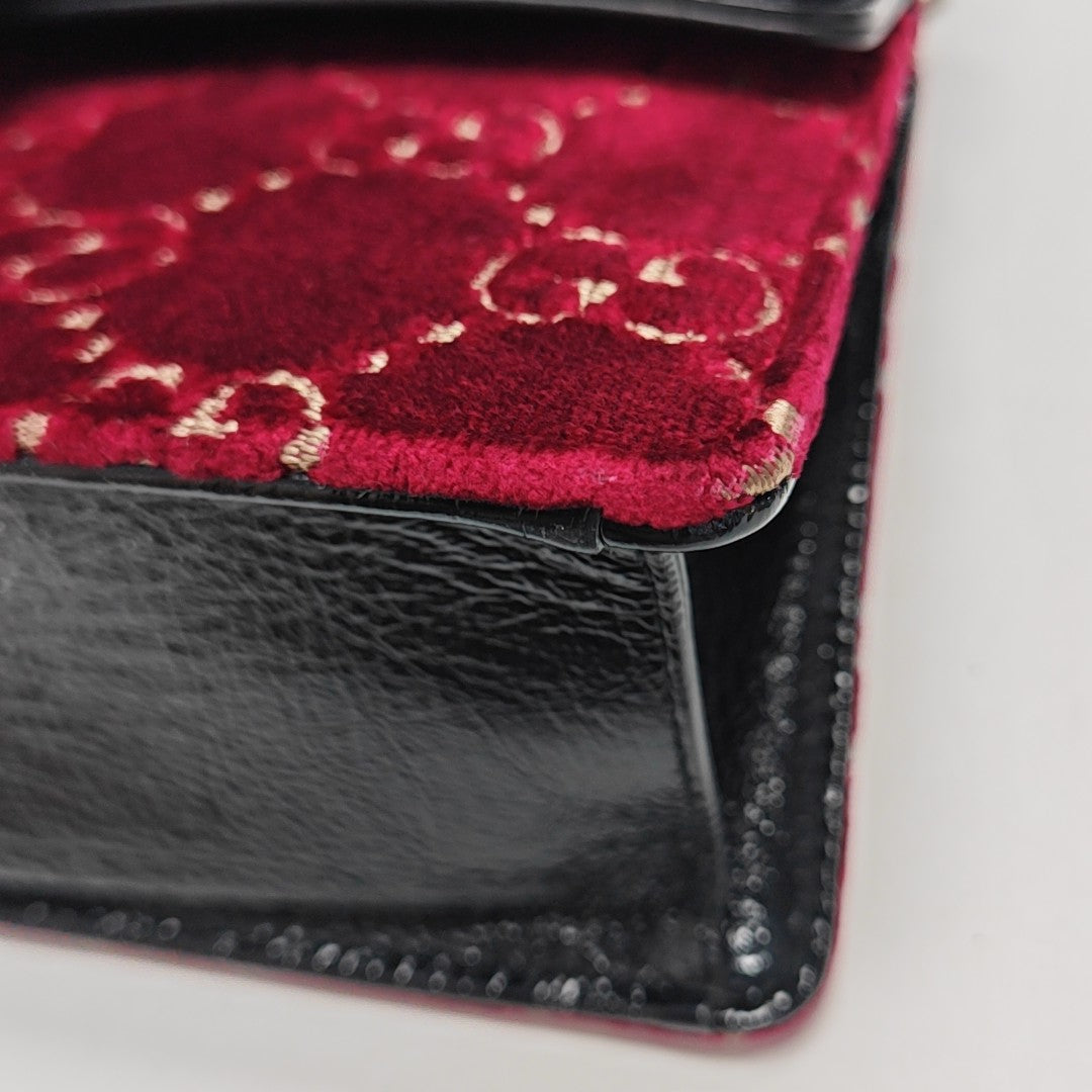 Dionysus Small Monogram Velvet Red