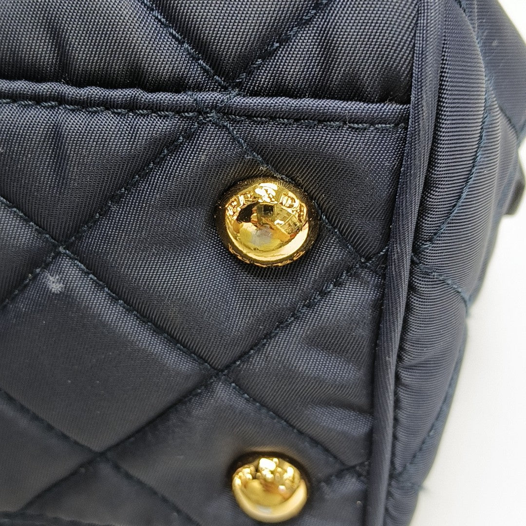 Quilted Nylon Shoulder Bag Blue